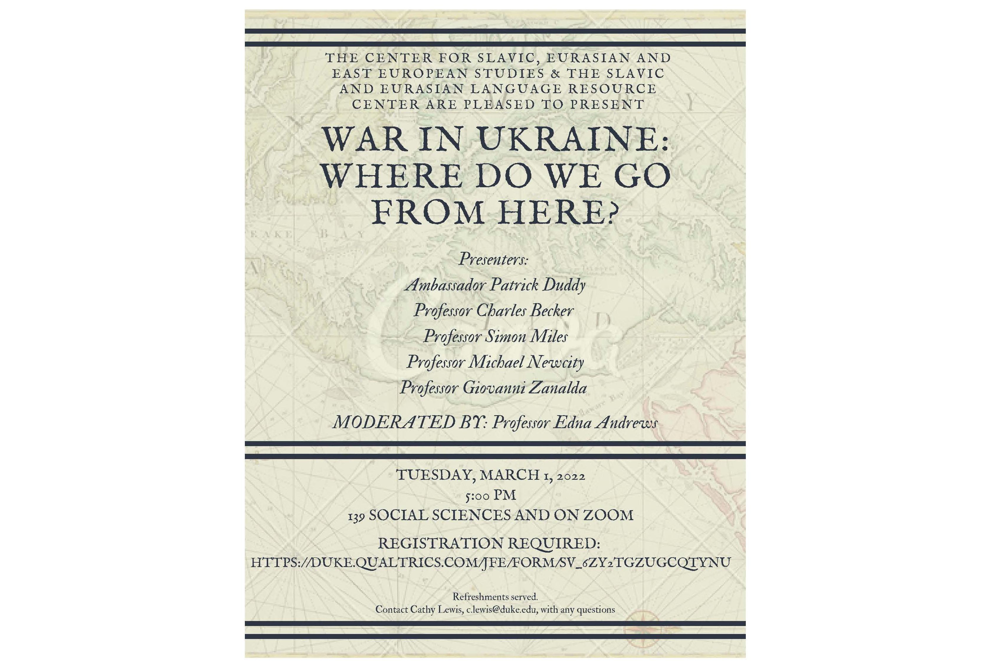 War in Ukraine - Where do we go from here flyer